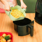 Square food grade silicone liner about 21.5 by 21.5 cm and 7 cm deep for an air fryer