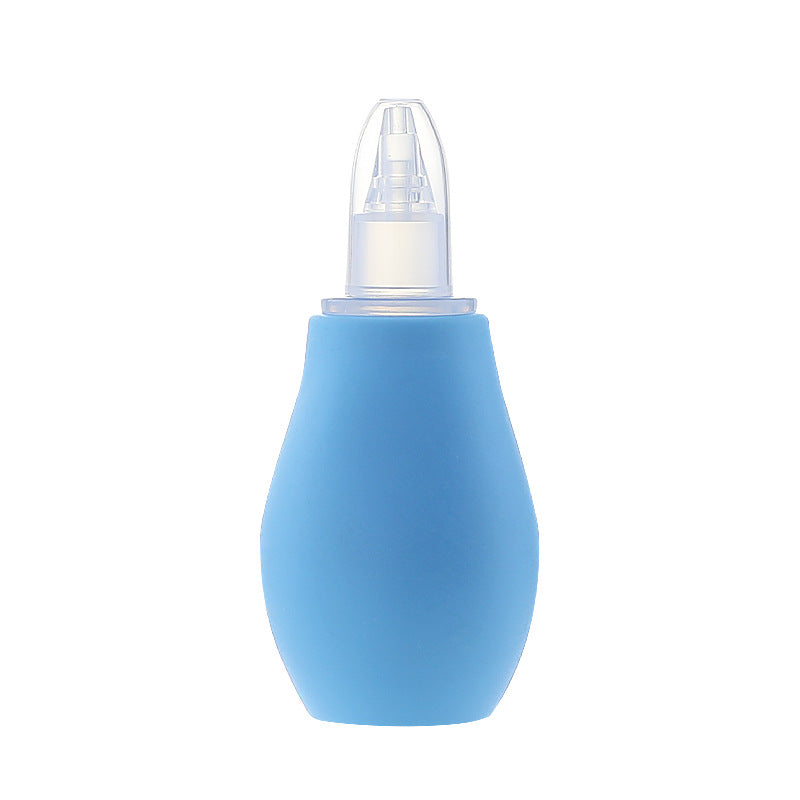Pink squeeze bulb baby nasal aspirator showing the smooth rounded tip and soft body
