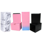 Rectangular PU cosmetic boxes in marble, pink and black, a separate box-shaped option