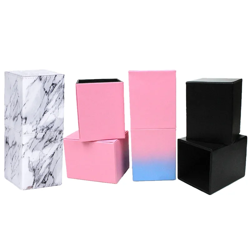 Rectangular PU cosmetic boxes in marble, pink and black, a separate box-shaped option