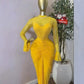 Womens Mesh Pleated Long Dress