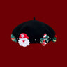 Santa beret - black / 10 years old to adult 54 to 58cm