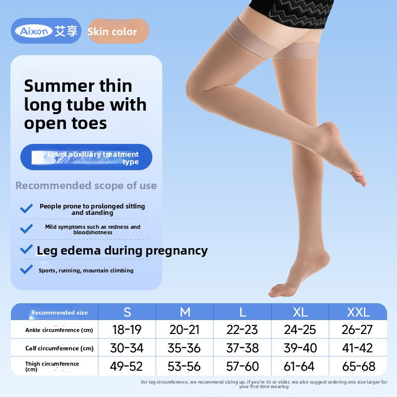 Graduated compression sock shown on the calf with gradient pressure marks