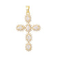 Gold tone cross pendant paved with clear cubic zirconia on a fine plated chain