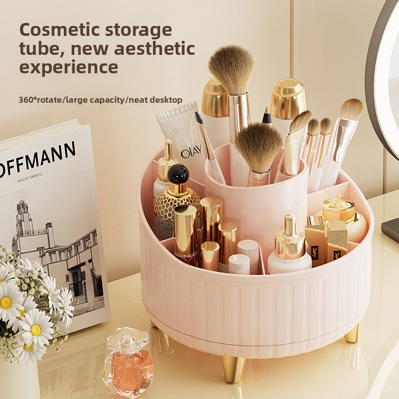Rotatable makeup brush organizer with clear dustproof cover