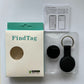 Black FindTag Bluetooth tracker with its box and silicone keychain loop holder
