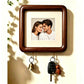 Option 15x15 Hook Style 7: dark wood wall photo frame with plain cream backing and two key hooks