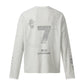 Back of the light gray long sleeve t-shirt with a large number 7 print and BG-23 lettering