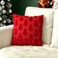 Plush carved cushion cover with carved Christmas trees on a beige plush cover, view 36