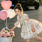 Girl wearing the apricot puffy ball gown dress at a formal occasion