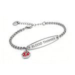 Medical Alert ID Bracelet front view showing the engraved blood thinner plate