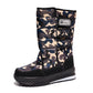 Close view of the thick cream plush lining inside a winter snow boot