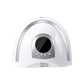 White nail lamp with silver trim and digital display shown from the front, white with UK plug option