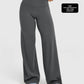 Solid color high waisted wide leg pants in a soft matte knit