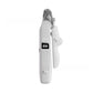 White pet nail clipper side view with digital window, paw button and clear guard
