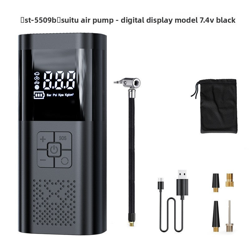 Base version laid out with braided hose, pouch, USB C cable and three valve nozzles