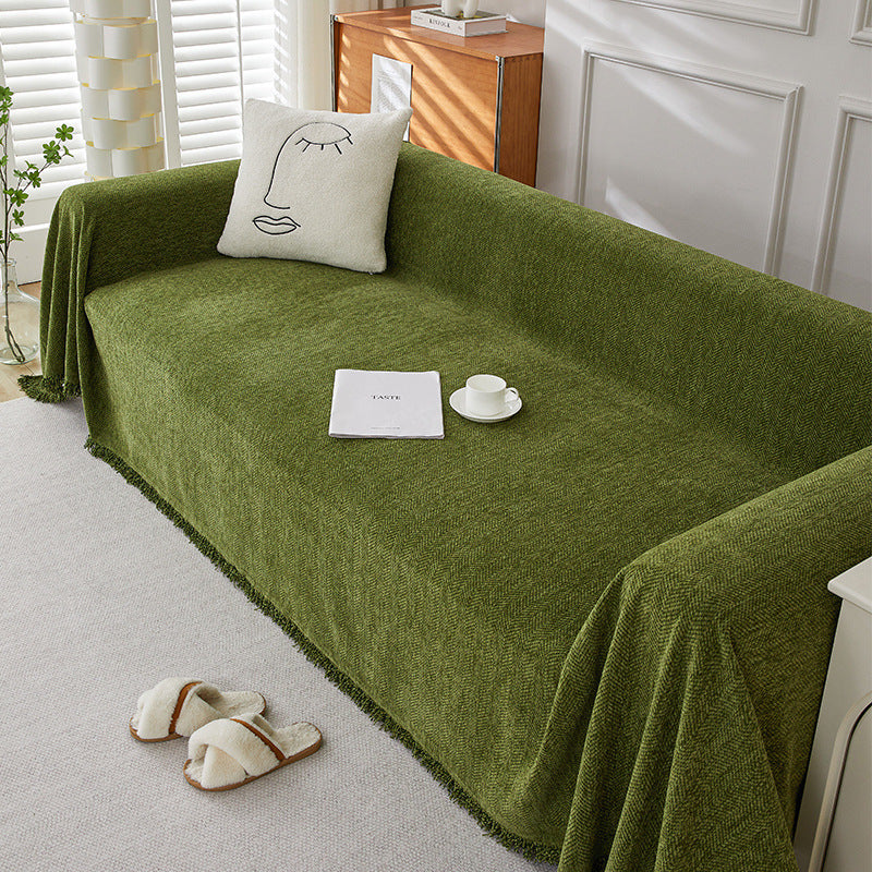 Solid Color Chenille Sofa Towel | front view product hero shot