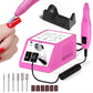 Nail drill kit with pen handpiece, three bits and a cleaning brush