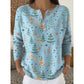 Side profile detail of the long sleeve festive knit Henley top
