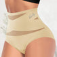High waisted seamless shaping brief with crossed sheer mesh front panels