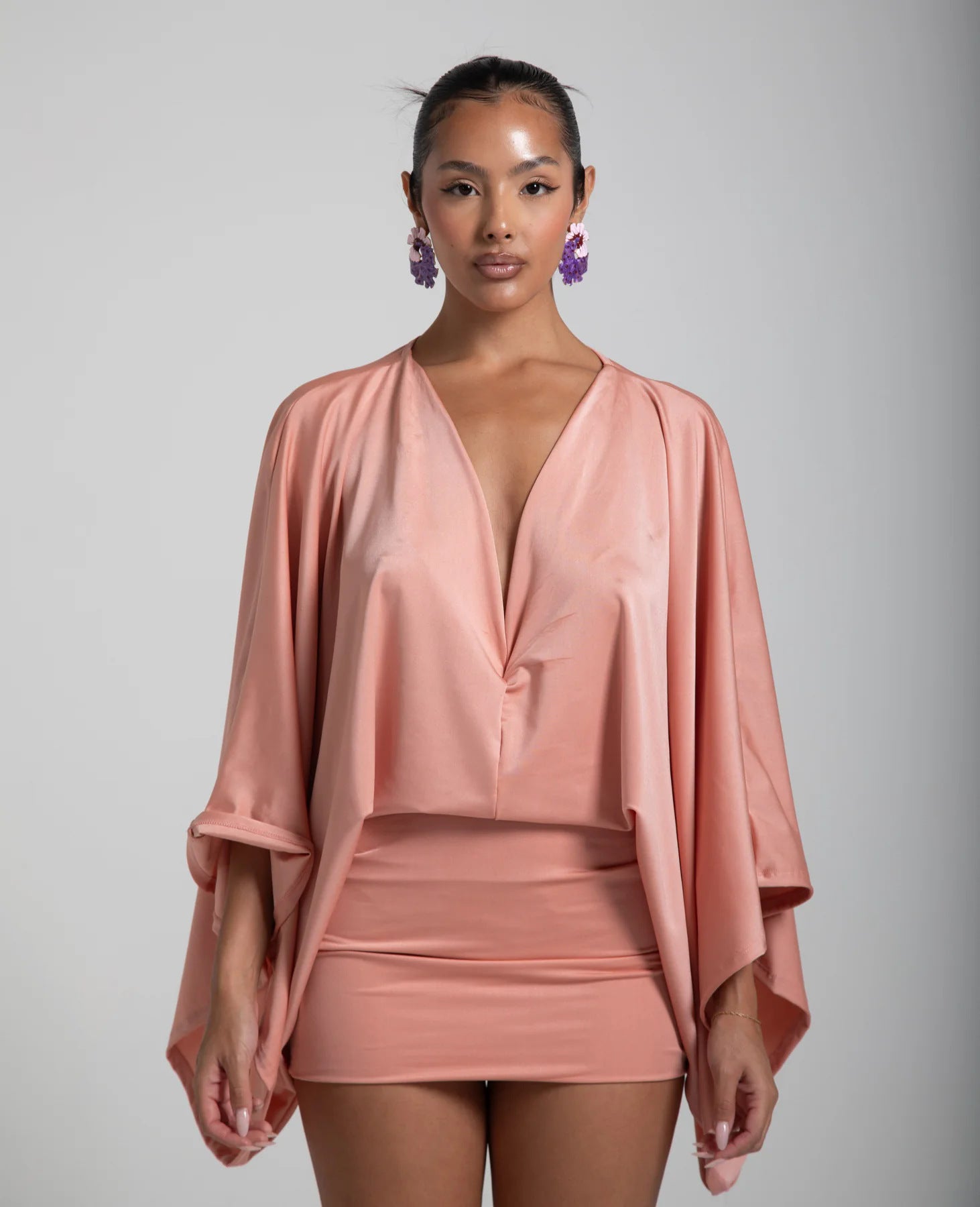 Women's V-Neck A-Line Mini Dress for Casual Day, Trip, Relaxed Outing with Easy Styling | morning natural light styling