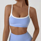 Side view of the high waisted shorts showing the bonded waistband and outer thigh trim