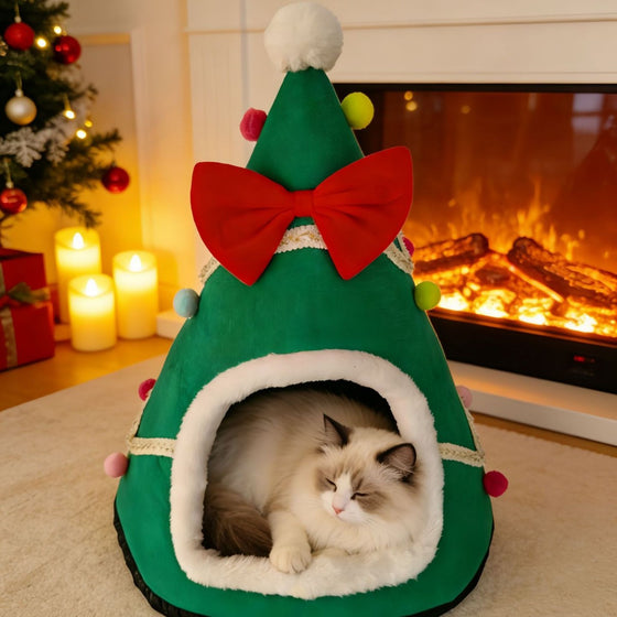 Christmas Cat Pet Bow Tie Winter Warmth Den