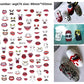Halloween nail decals shown as a finished manicure with skulls and pumpkins