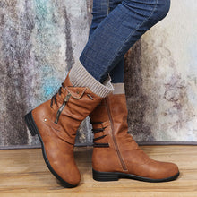 Women's Mid Calf Slouch Boots with Knit Cuff and Side Zipper
