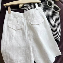 Womens Two-Tone Linen Summer Shorts