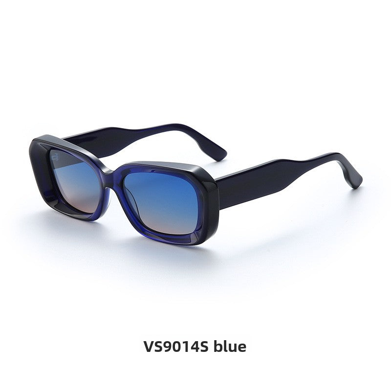 Retro square frame sunglasses shown from the front with tinted gradient lenses