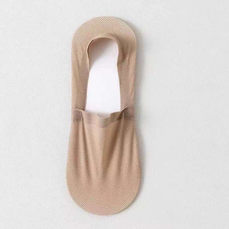 Dark green low-cut invisible socks showing breathable knit and soft cotton sole