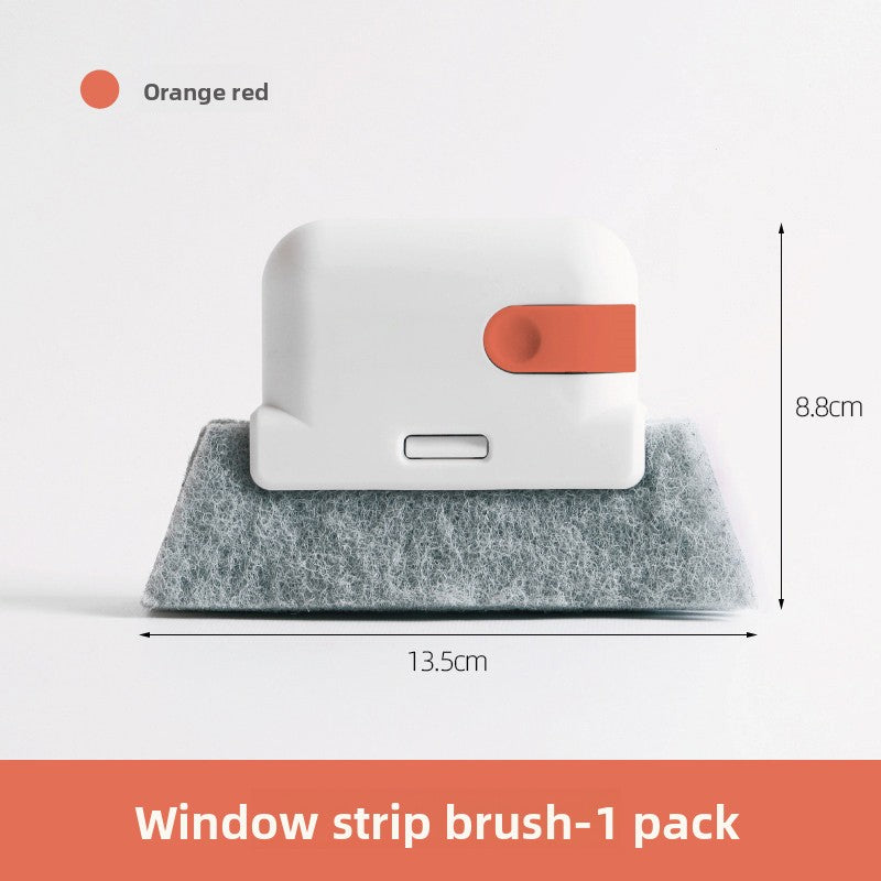 Window glass and groove cleaning brush with detachable microfiber pad