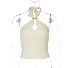 Halter Neck Ring Keyhole Sleeveless Crop Top