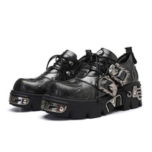 Punk Platform Leather Shoes, Skull Chain Hardware