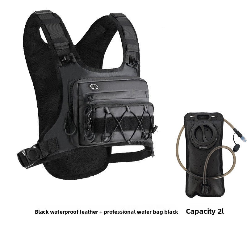 Detail of the adjustment webbing that tunes the chest pack fit