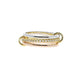 Close up of the ring pave stones and mixed warm and cool metal tones