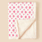 Colour and print detail across the cartoon animal flannel baby blanket