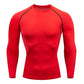 Red tight-fit long sleeve training shirt with raglan sleeves, option photo for size XL