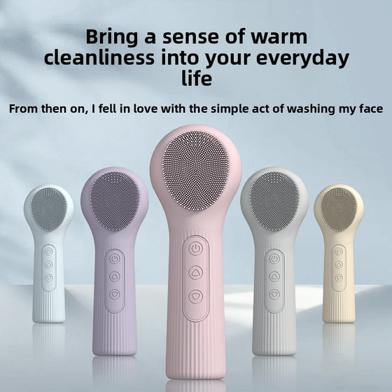 Rechargeable Silicone Facial Cleansing Brush with Warmth