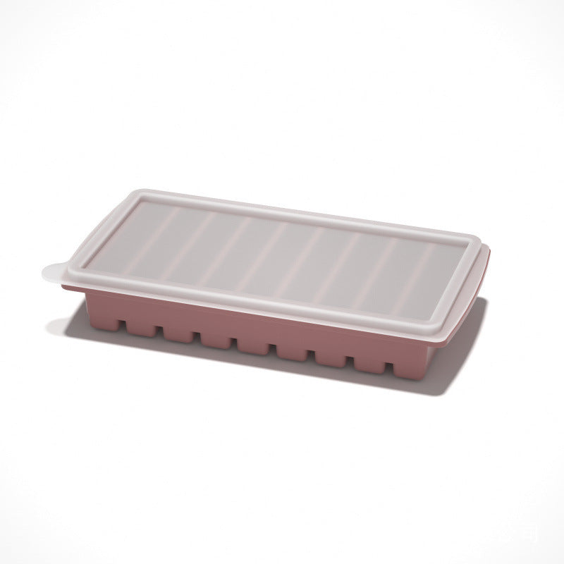Flexible platinum silicone ice cube tray with round wells for the home freezer