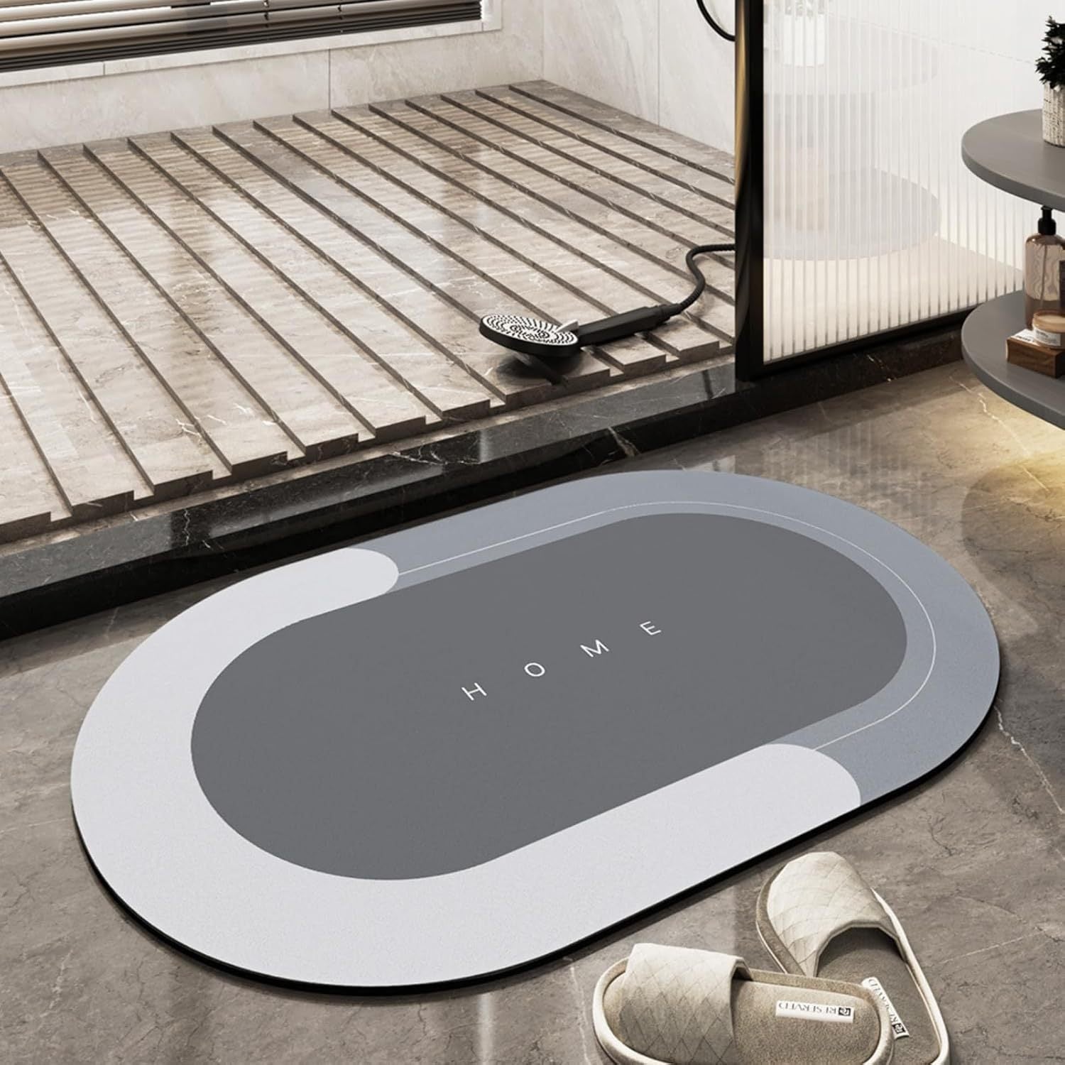 Quick dry bath mat shown in a final presentation layout