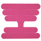 Pink pre-cut elastic tape piece with five rounded fingers, laid flat