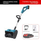 Blue cordless snow blower with 5-cell lithium-ion pack, two batteries, charger and UK plug