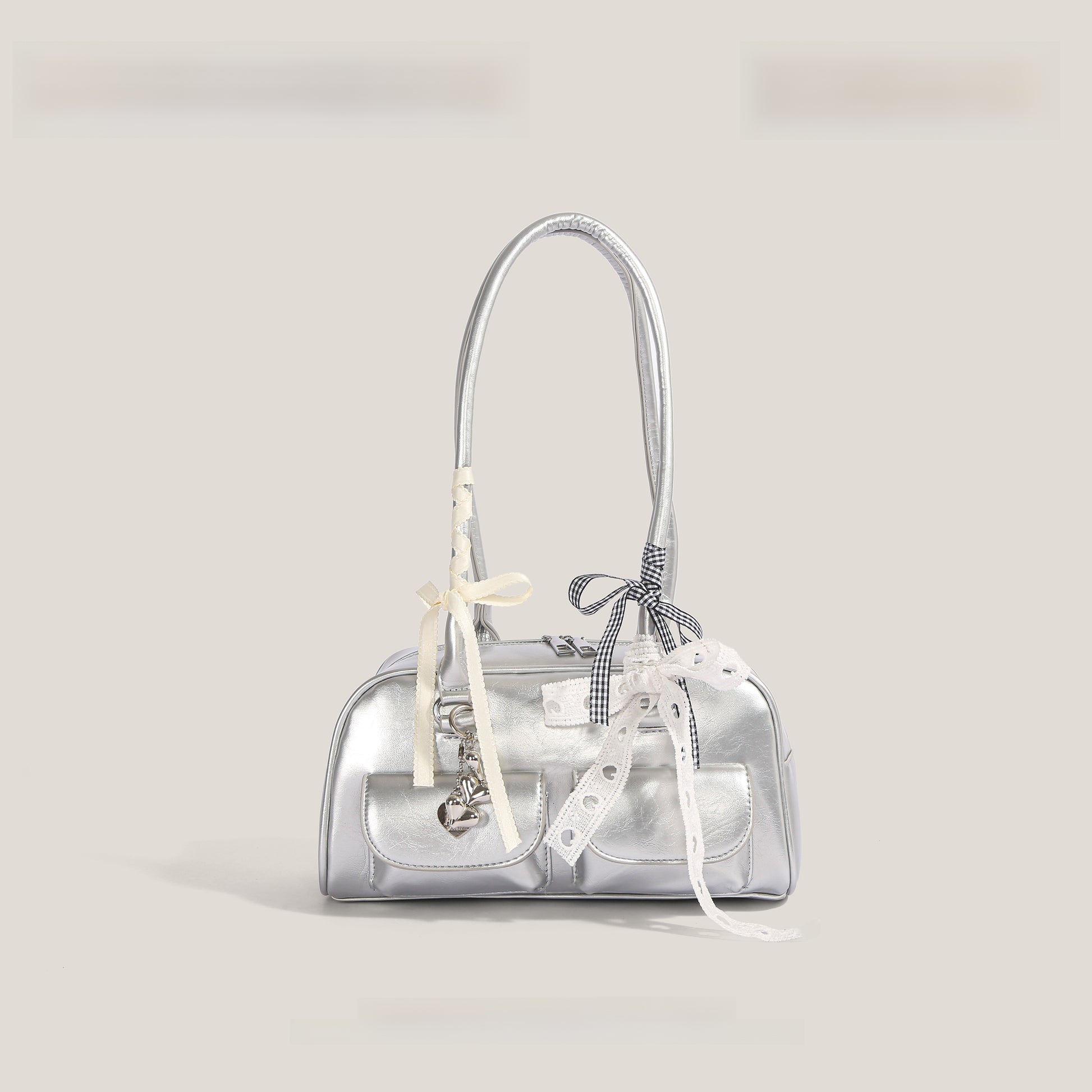 Tote Bag with Silk Scarf Pendant | macro material texture detail