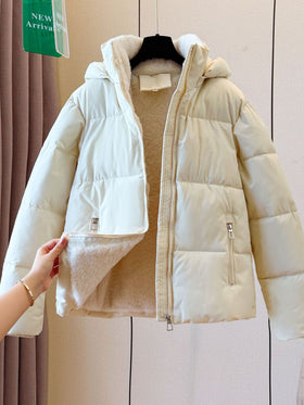 Womens Hooded Fleece Lined Puffer Jacket