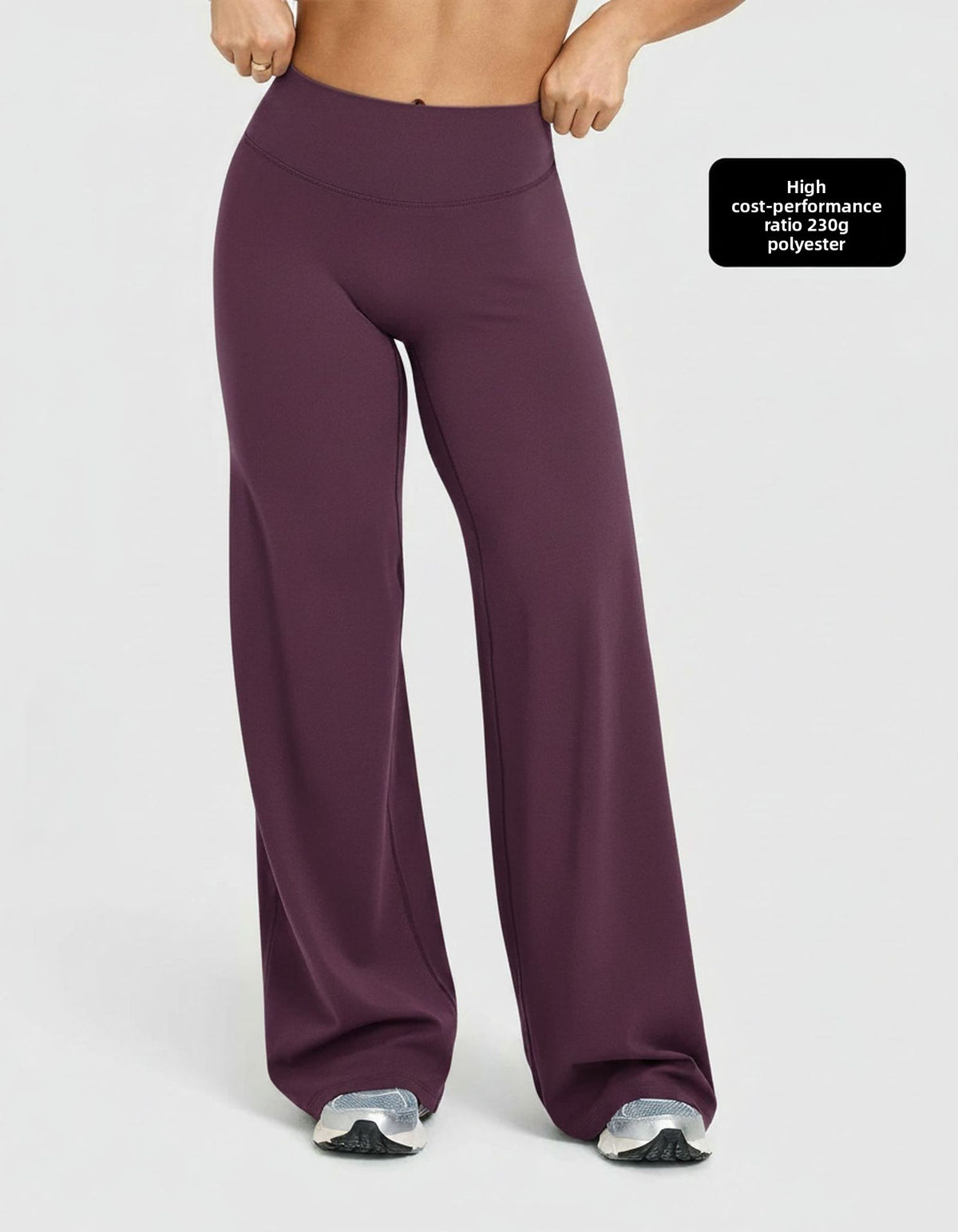 Solid color high waisted wide leg pants in a soft matte knit