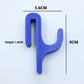 Blue resin single hook with size marks, 5.6 cm wide and 9 cm tall, seen from the front on a light background
