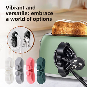 Soft rubber self adhesive cord winder holder for appliance power cords in six colors