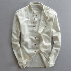 Mens Casual Stand Collar Linen